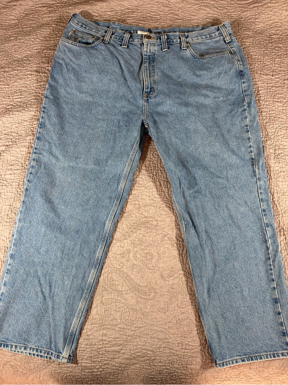 Carhartt Relaxed Fit Jeans Men's 46x30 Light Wash 100% Cotton Denim